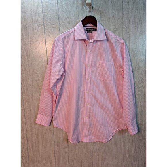Ralph Lauren Other - Ralph Lauren Mens Dress Shirt Pink White Striped Classic Fit Non-Iron 16.5 32/33